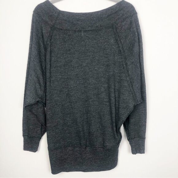 FREE PEOPLE | WE THE FREE Dark Gray Boatneck Lightweight Sweatshirt Women’s XS - Picture 6 of 9